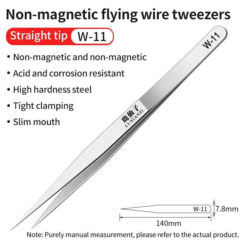 LUXIANZI Non-magnetic Stainless Steel Tweezers For Phone Circuit Repair Hand Tool Precision Flying Wire Industrial Forceps