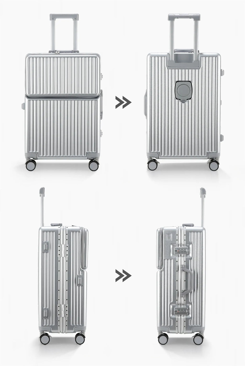AIWEINY Aluminum Frame Suitcase PC Hard Shell Pressure-Resistant Travel Luggage, 360° Silent Swivel Wheels, with TSA Lock.