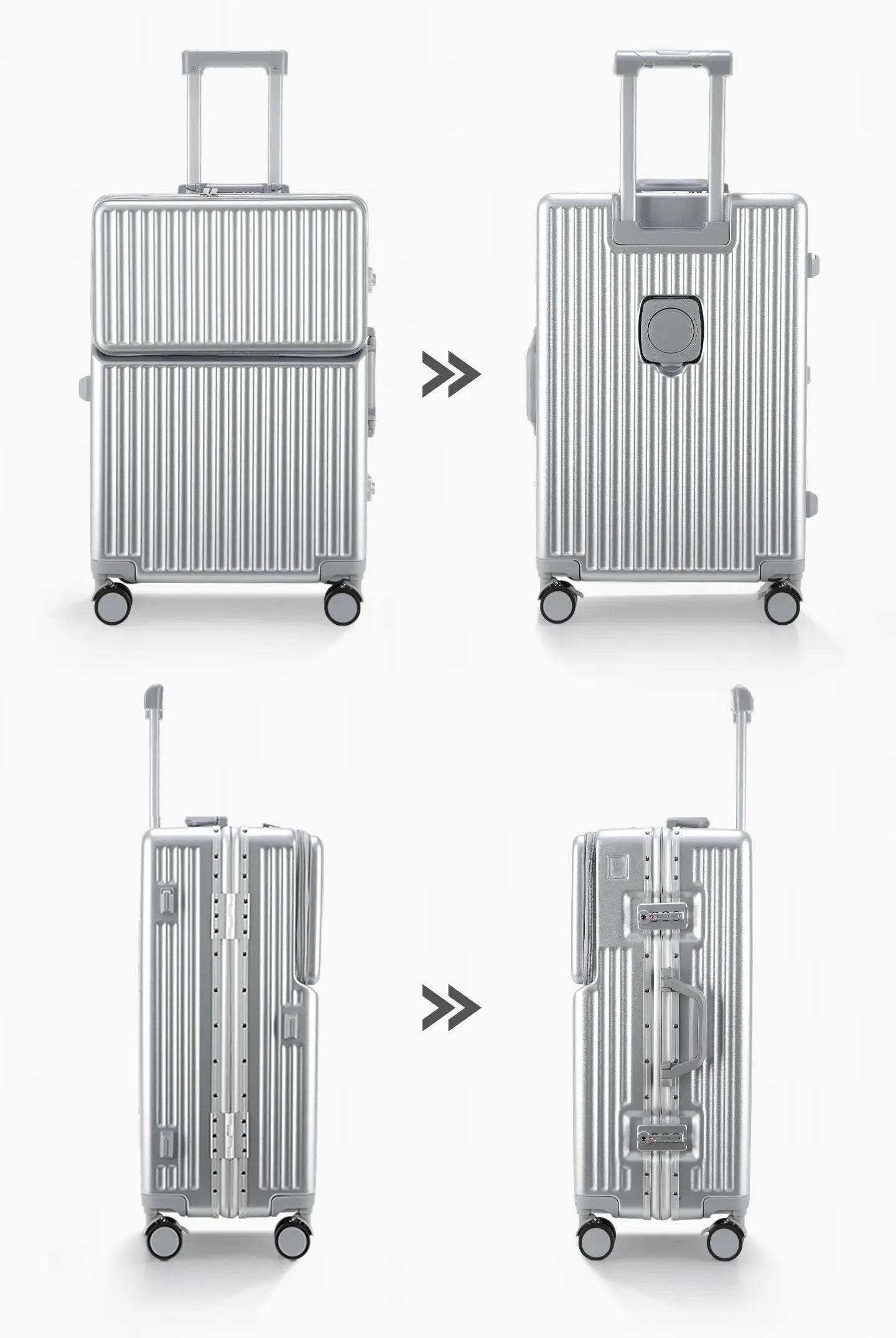 AIWEINY Aluminum Frame Suitcase PC Hard Shell Pressure-Resistant Travel Luggage, 360° Silent Swivel Wheels, with TSA Lock.