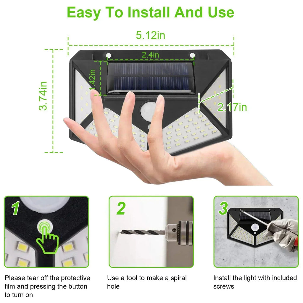 ESMARTER 100-LED Solar Motion Sensor Light (IP65, 270° Wide Beam)