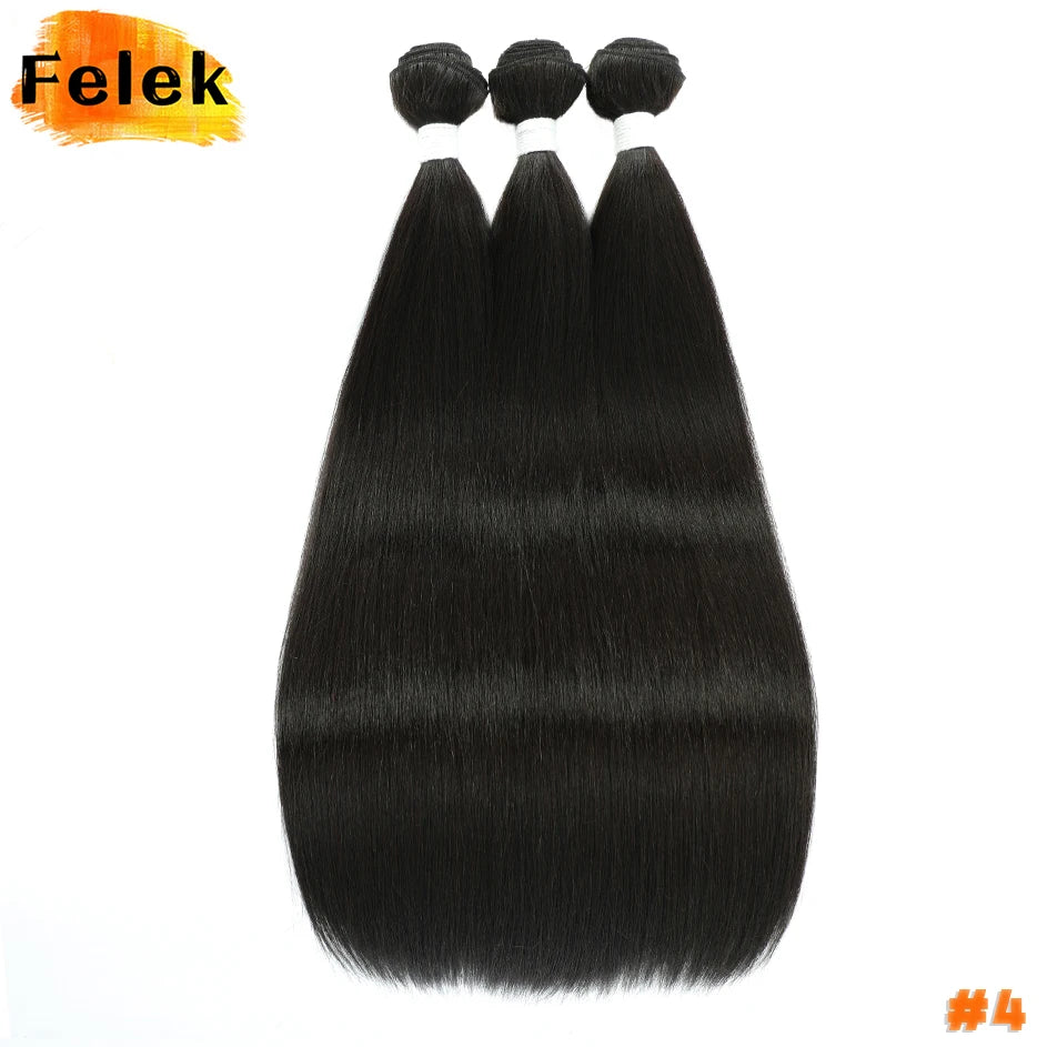 1Pc Straight Hair Bundles Synthetic Natural Hair Weaving 613 Blonde Bundle Hair Extensions Ombre Red Brown Weave Long Fiber Hair