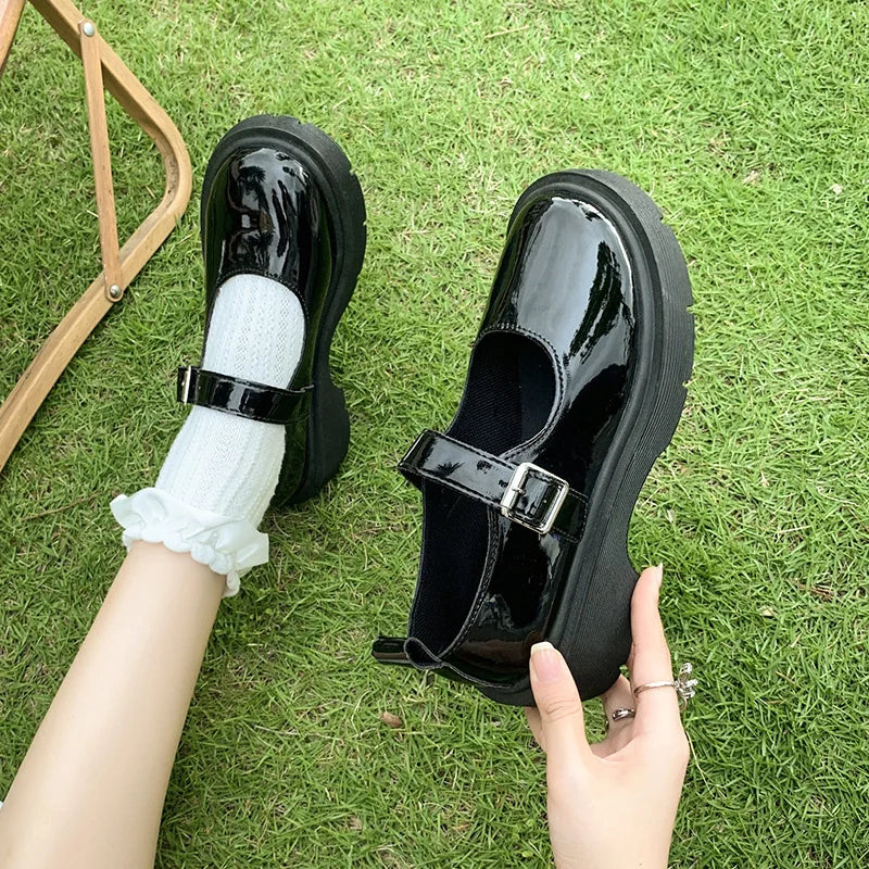 Women's Luxury Beaded Mary Jane Leather Shoes Spring/Autumn Fashion Comfortable Elegant Flat Black Walking Shoes Zapatos Mujer