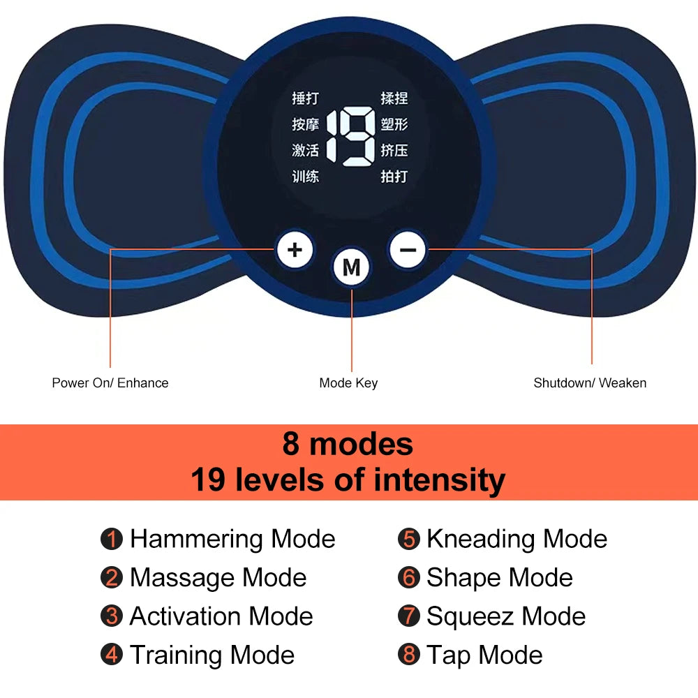 INSMART Mini EMS Neck Massager Patch (8 Modes, 19 Levels)