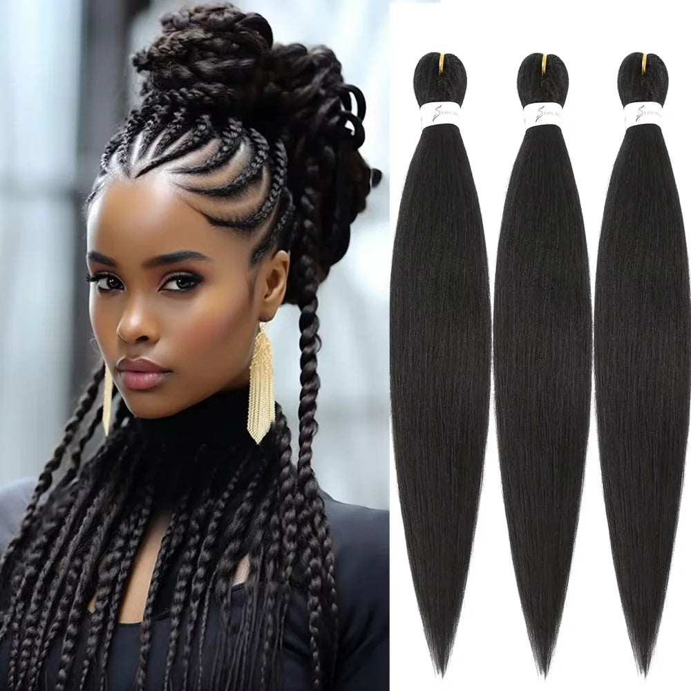 Sheila Beauty Pre-Stretched Braiding Hair — Soft Yaki Jumbo EZ Crochet Extensions (3-Strand Pack)