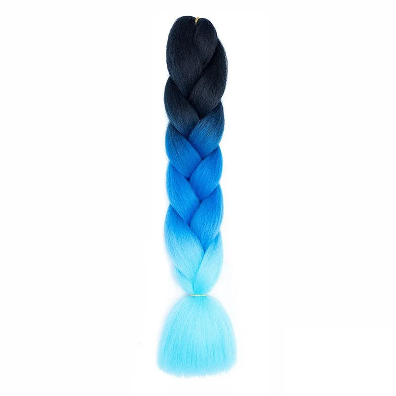 24Inch Synthetic Long Straight Yaki Braids Hair Ombre Braiding Hair Jumbo Rainbow Braid Hair Extension for Women DIY Hair