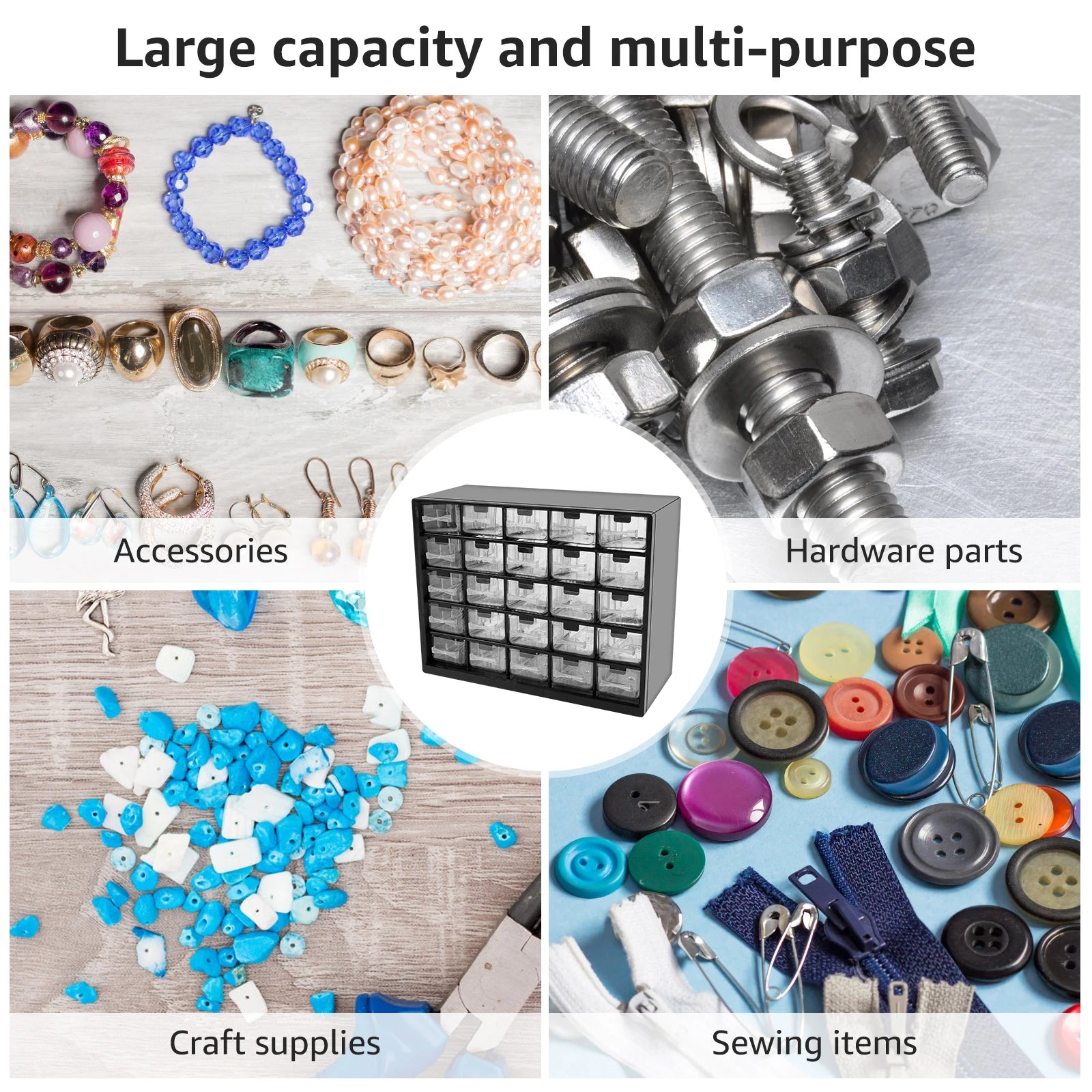 25 Drawer Plastic Drawer Storage Cabinet Storage Hardware and Craft Cabinet with 50 Removable Dividers for Bead Lego Storage