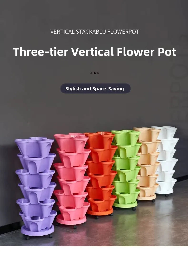 Plastic Flower Pot Multi-Layer Planting Box