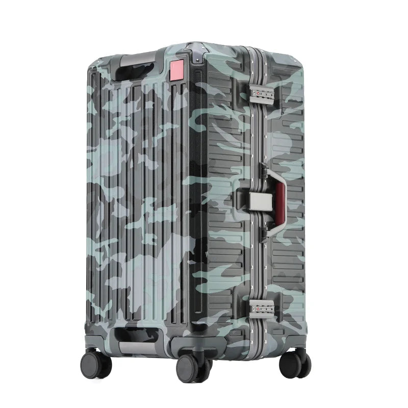 Suitcase Wide Handle Travel Suitcase Men 20 24 26 Carry-On Luggage Women PC Aluminum Frame Trolley Case