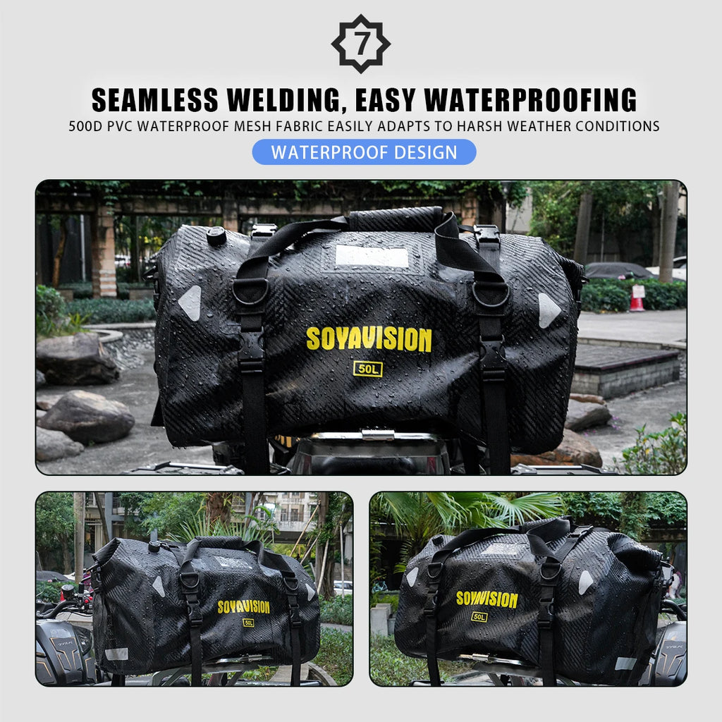 Motorcycle Waterproof Tail Bag Travel Outdoor Dry Luggage Roll Pack Bag 20 /40/66 Motorbike Luggage Backpack Motorcycle Seat Bag