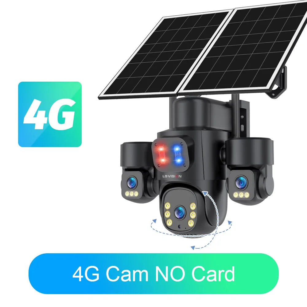 LS VISION AOV/PIR 3-Screens Solar Camera Optical Zoom Outdoor