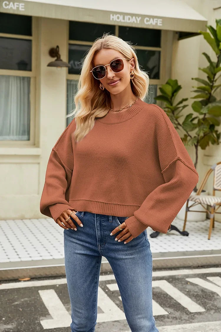 Women’s Solid Color Knit Sweater – Elegant Pullover, Soft Cozy Knitwear Top (Season’s Best Seller)