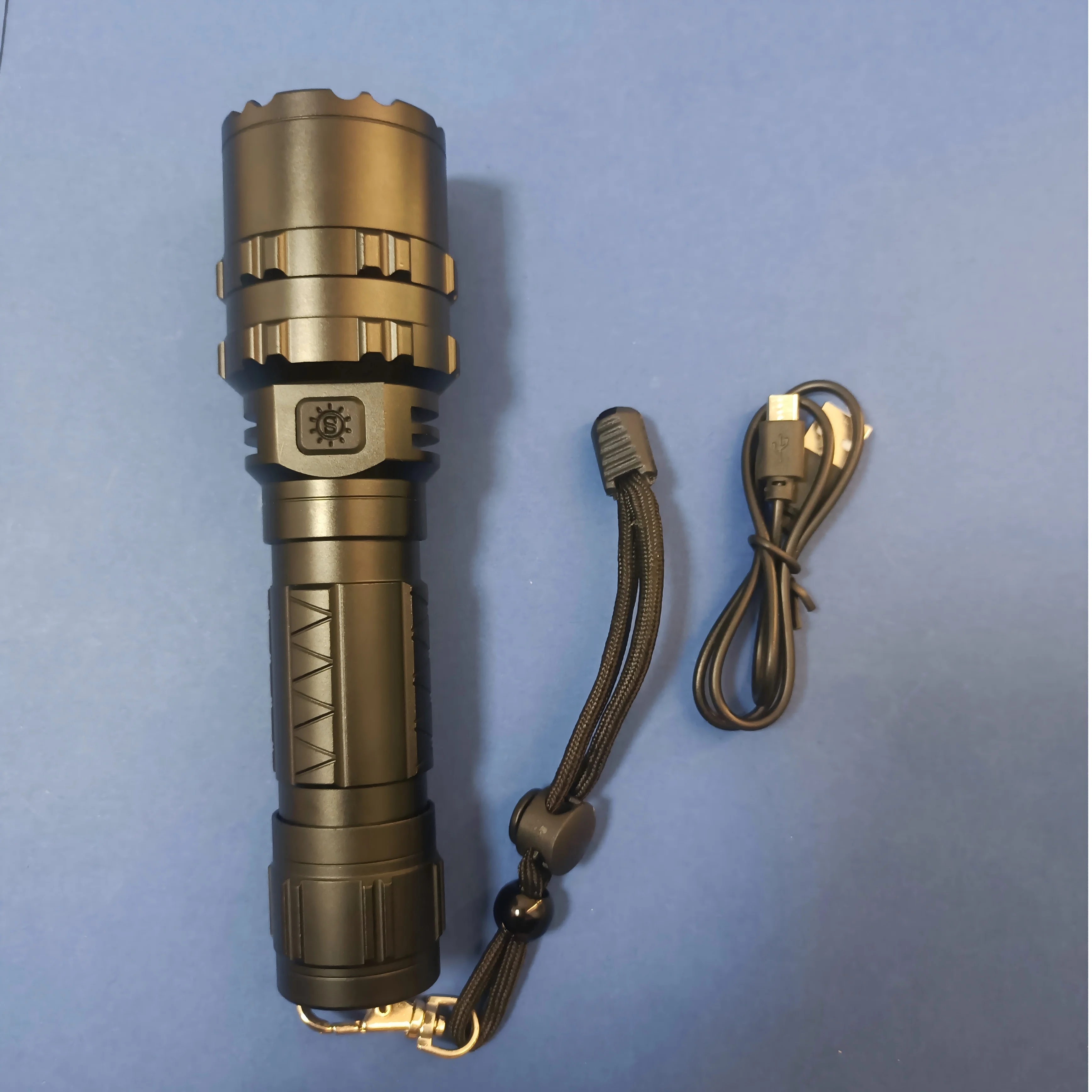 [Clearance Sale] USB Rechargeable Strong Power Flashlight Outdoor Waterproof Tactical Lantern Rotatable Lamp Emergency Light