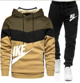 A new autumn and winter fashion combination hooded sweatshirt and sweatpants two-piece men's casual fitness jogging set