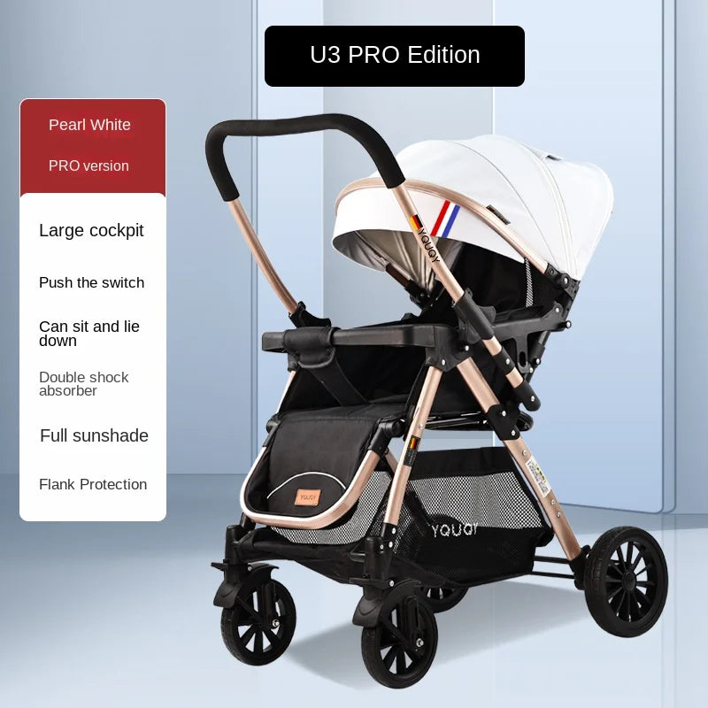 Newborn 0-4 years old Baby stroller can sit and lie down Two-way Children Shock Absorption Folding Baby High Landscape Pram