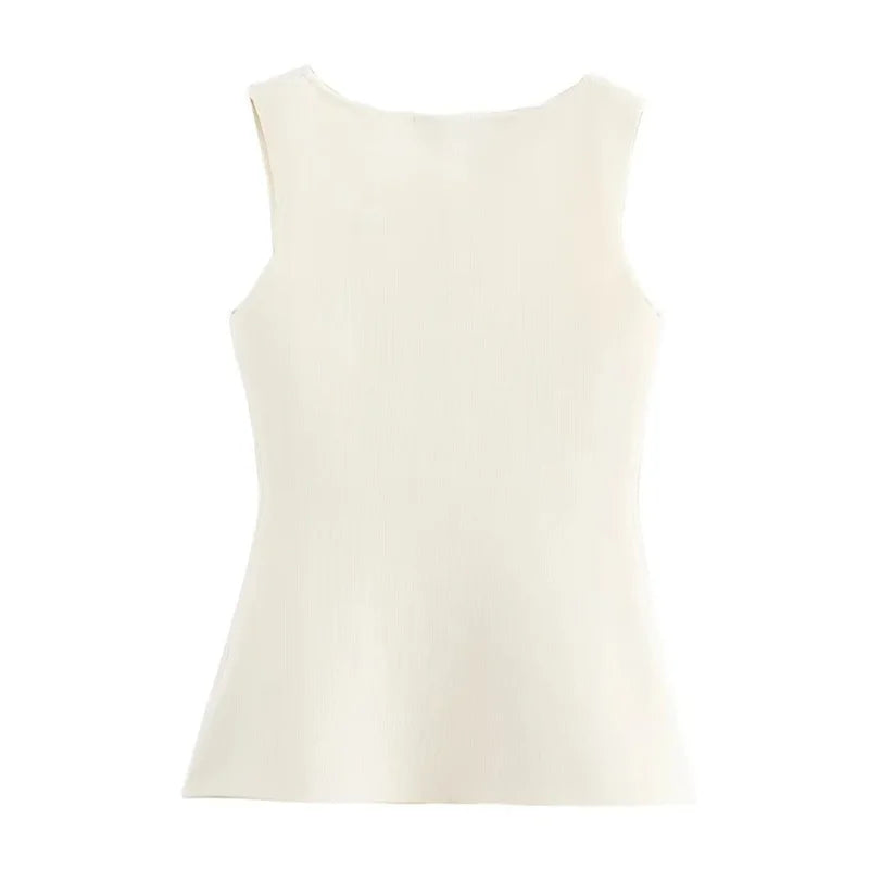 MUJER 2025 Woman Knit Vest Top Female Button Sleeveless Vests for Women Summer Knitted Women's Tailored Vest Elegant Woman Coat