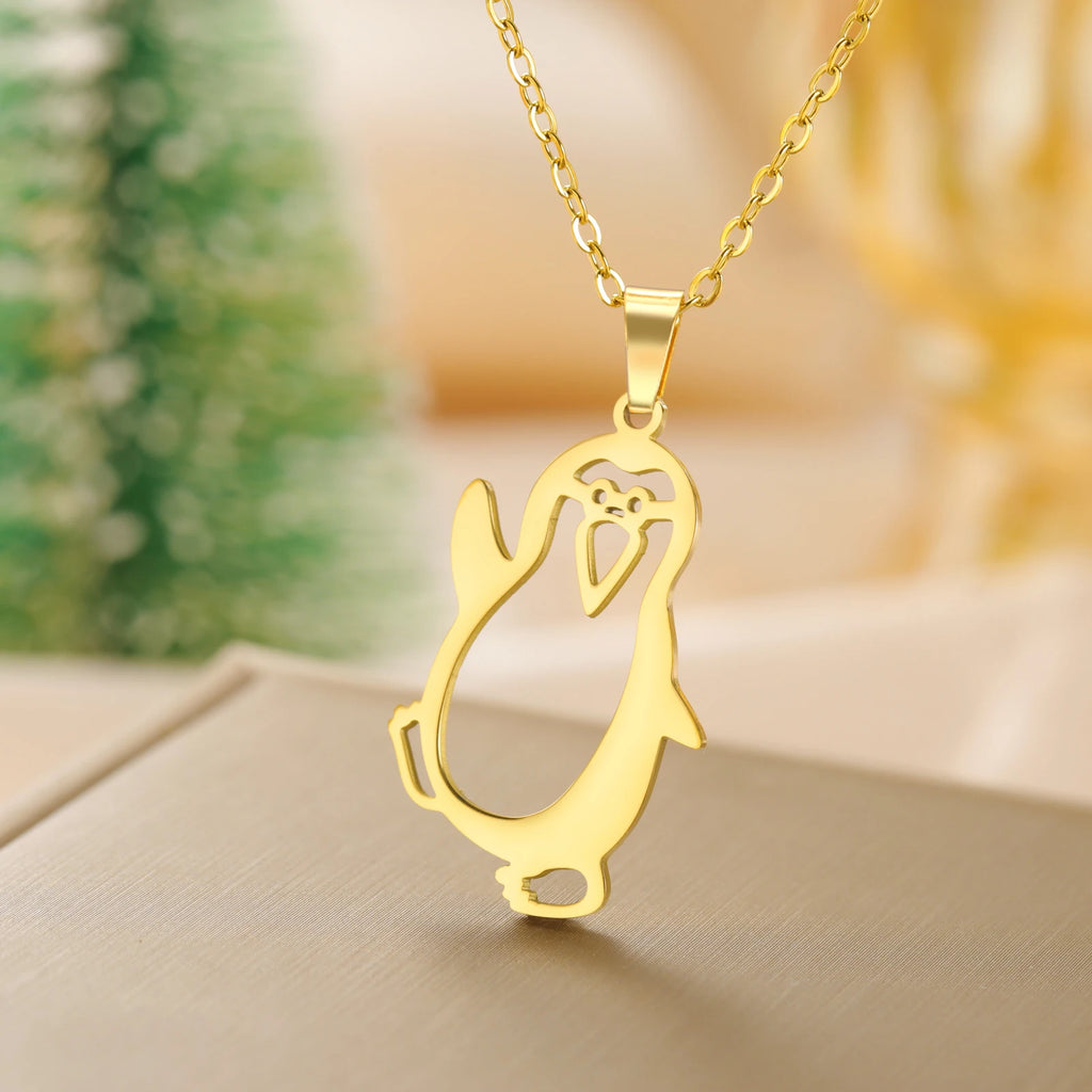 Walking Penguin Pendant Necklace | Stainless Steel Animal Chain for Women