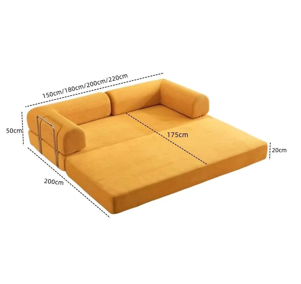 Italian Compressed Sofa Minimalist Retro Corduroy Sofa Bed Lounge Modular Couch Foldable Washable Customizable for Living Room