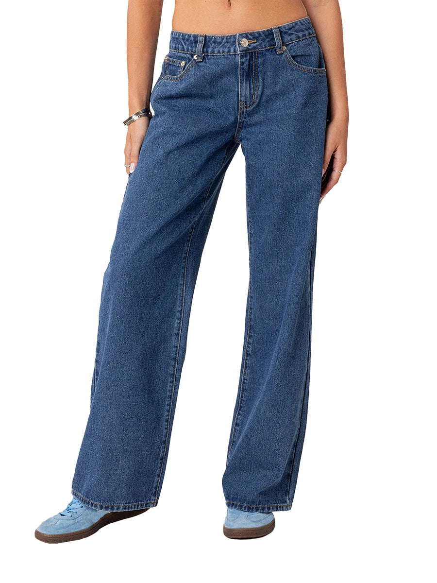 Women’s Wide-Leg Denim Pants – Relaxed Mid-Rise Office-to-Weekend Jeans