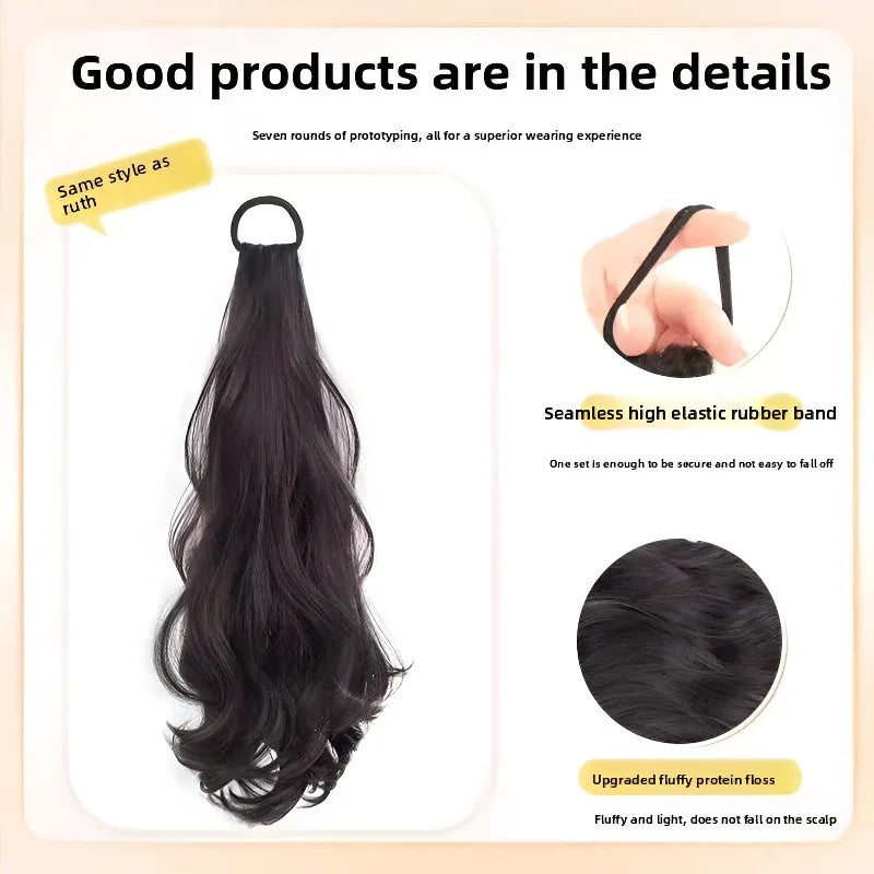 Vitality Synthetic Wig Ponytail Long Wavy Ponytail Hair With High Elasticity Rubber Band Heat Resistant Hairpiece For Daily Use