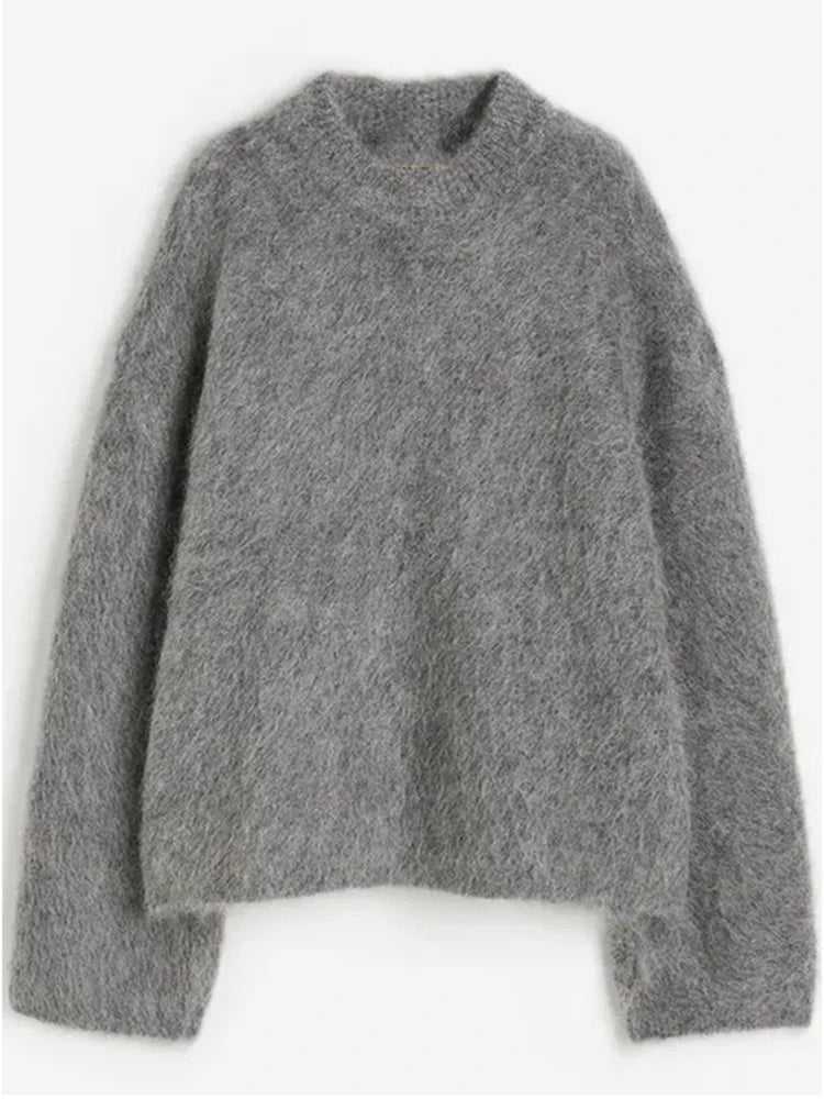 EOTVOTEE Women’s Loose Knit Pullover Sweater – Casual O-Neck Long Sleeve Jumper, Vintage Streetwear Style (Autumn/Winter)