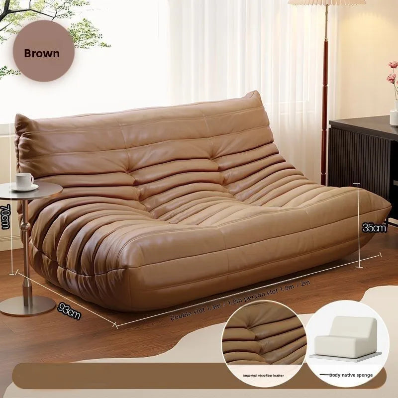 Double Caterpillar Suede Sofa Small Apartment Trendy Bedroom Single Lounging Area Lazy Living Room Tatami Inspired Cozy Design
