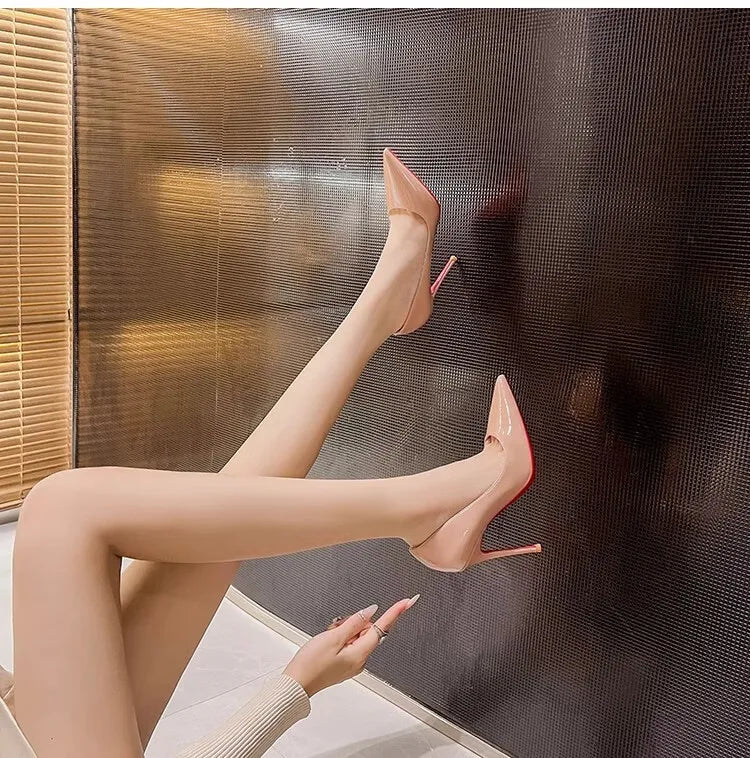 Heels For women 2026 Trend Leather Luxury Red Bottom High Heels 12cm Pointed Toe Stiletto Pumps Elegant Sexy Party Wedding Shoes
