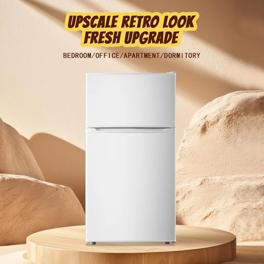 2.4 Cu.ft Mini Fridge Dual Door Small Refrigerator with Freezer Apartment Size for Personal Storage Compact Cooling Solution wi