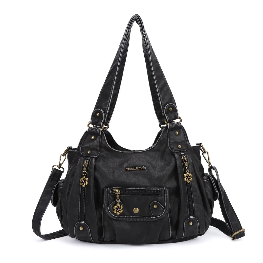 Women Handbags Satchel Top-handle Handbag Small PU Shoulder Bag 12.5”x4.4” Dumpling Pack Multi-pockets Shoulder Bags