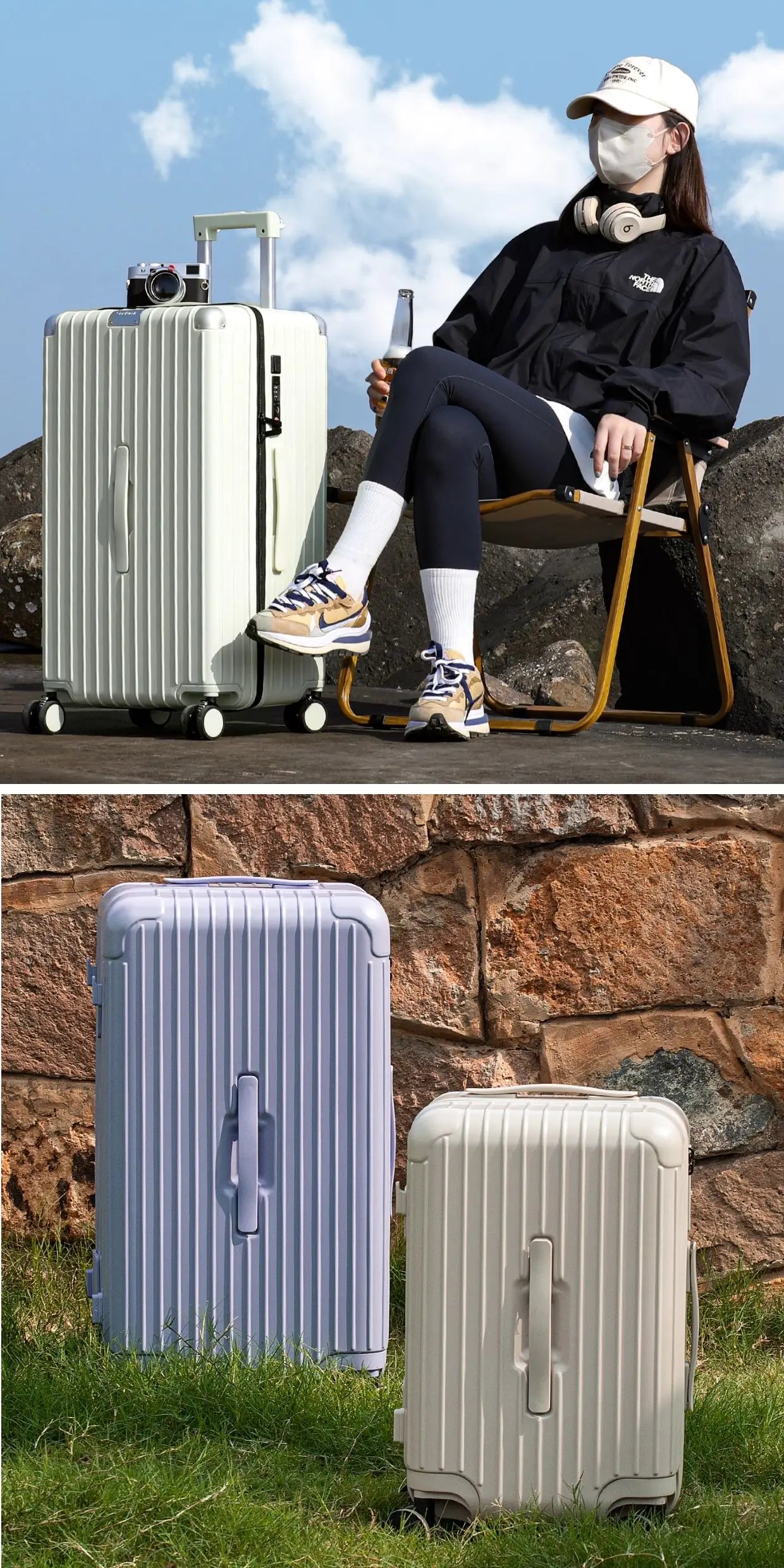 SUSHIMU Wide Trolley Luggage Front Opening Multi-Functional Women 20-Inch Small Lightweight Boarding Box 24-Inch Men's Suitcase