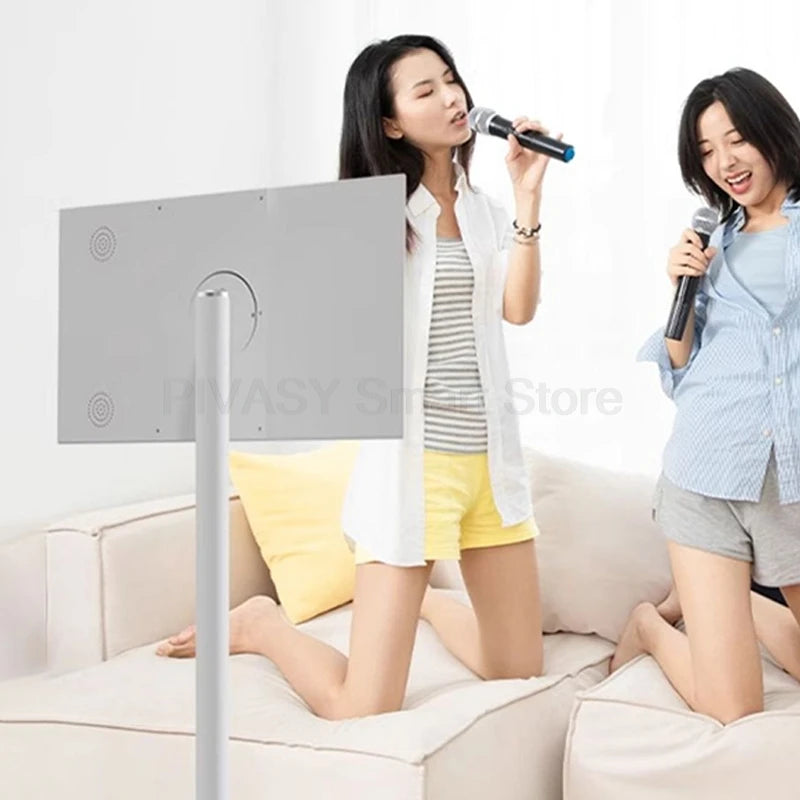 Touch Screen 21.5 24 Inch Smart TV with Floor Stand Monitor Mobile Stand Battery for Fitness Home Office Wireless Casting Audio