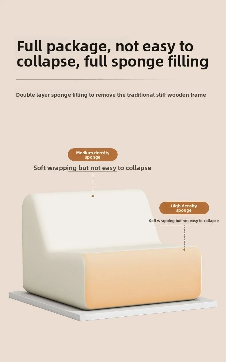 Double Caterpillar Suede Sofa Small Apartment Trendy Bedroom Single Lounging Area Lazy Living Room Tatami Inspired Cozy Design