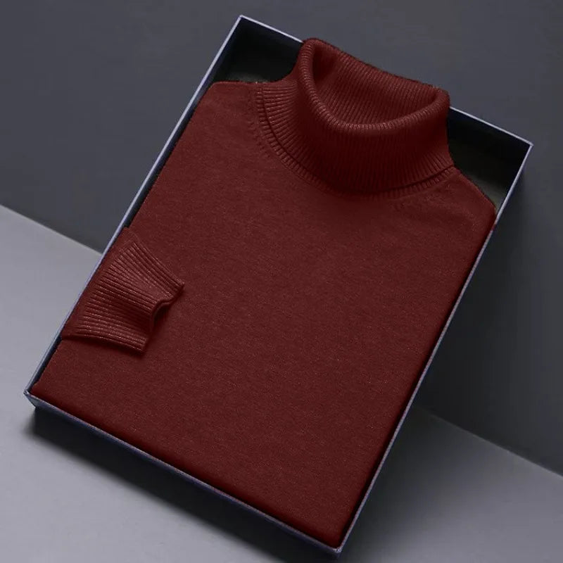 Animal Game Turtleneck Knitwear Luxury Men's Sweater Long Fit Pullover Sweaters Solid Color Men Streetwear Warm Cold Blouse