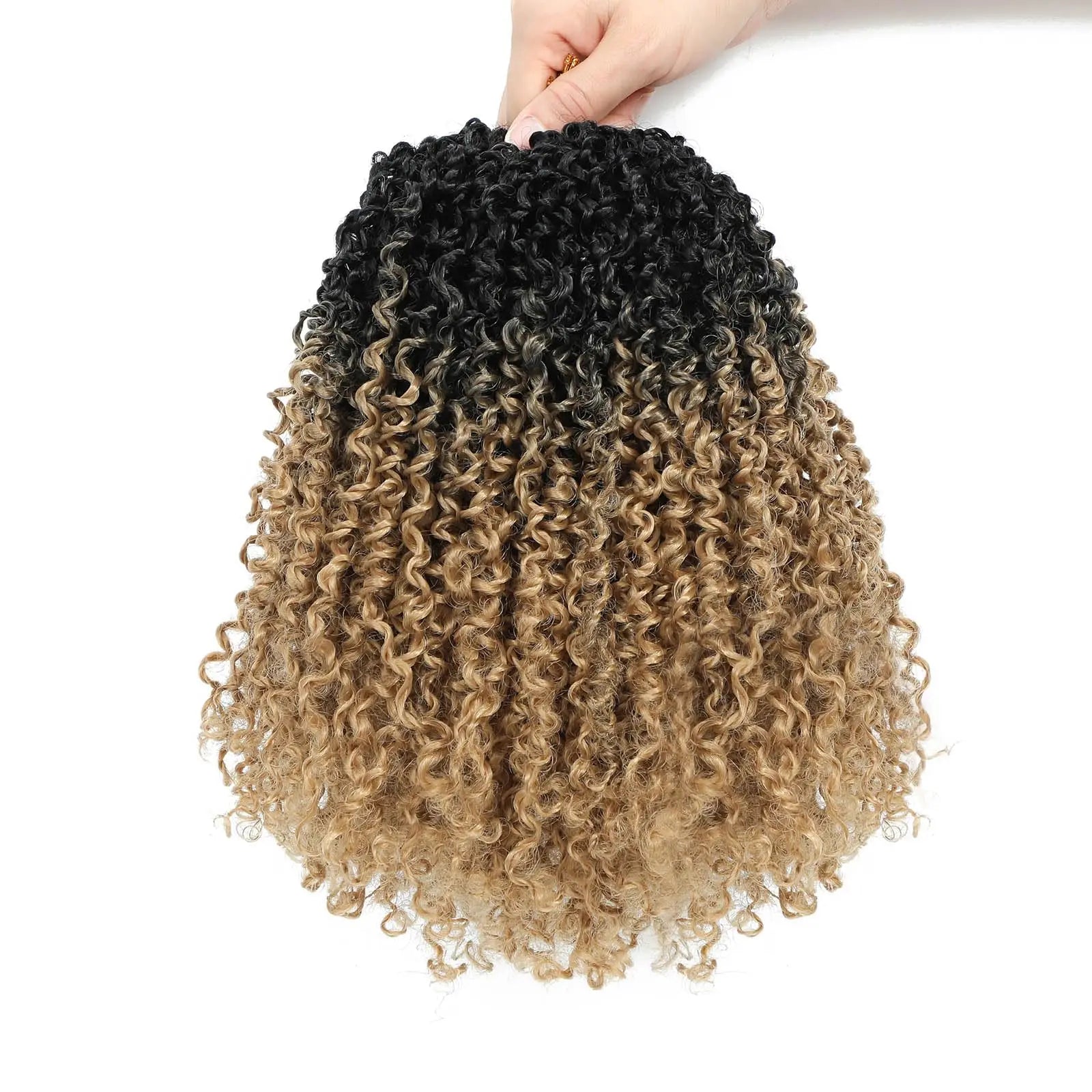 8" Yanky Twist Crochet Hair Ombre Brown Spring Twist Hair Senegalese Twist Crochet Hair with Curly Ends Synthetic Crochet Braids