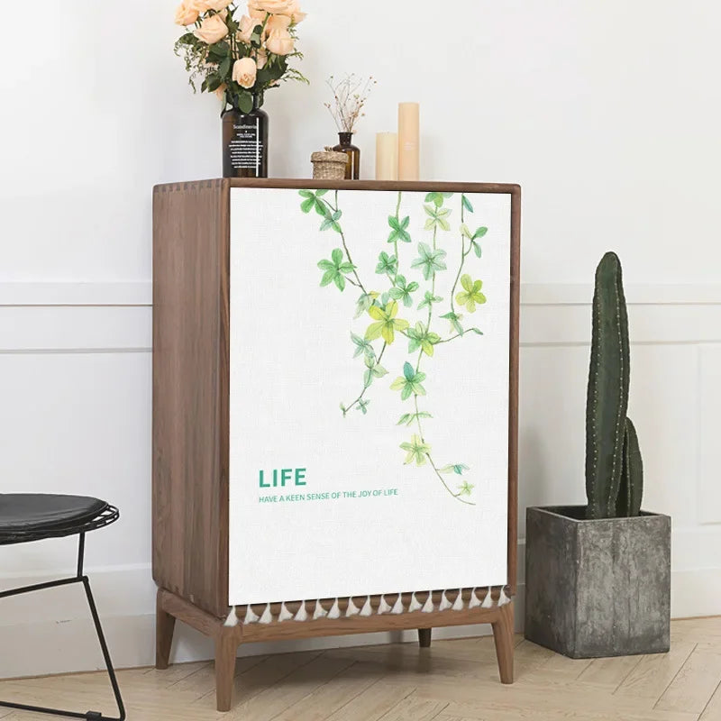 Sunflower Cactus Plant Cabinet Curtains Punch-free Nordic Half-curtain Dust Cover for Shoe Shelf Kitchen Storage Shelf Curtains