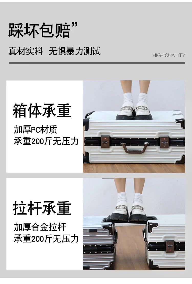 Luggage Suitcase Aluminum Frame 20 Trolley Case Universal Wheels 24 Female Male Students 26 Durable Password 28inch Leather Case