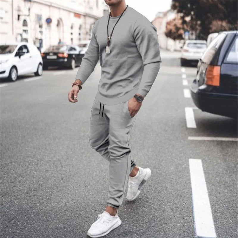 2025 New Men Two Pieces Sets Running Sweatshirt+Sweatpants  Suit Autumn Winter Warm Tracksuit Sets Men's Jogger Sports Suit