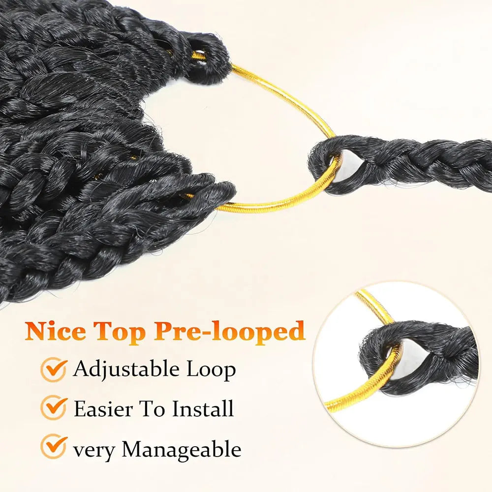 10" 8Packs Crochet Hair Box Braids Goddess Bohemian Crochet Boho Braids With Curly Ends Synthetic Crochet Hair For Black Women