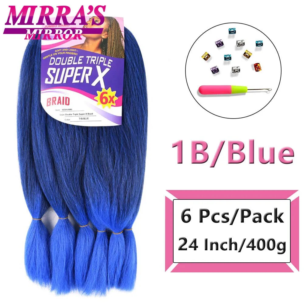 400G 24 Inch Long Jumbo Braiding Hair Super X Synthetic Jumbo Hair Extensions For Braiding African Twist Box Braids Blue Ombre