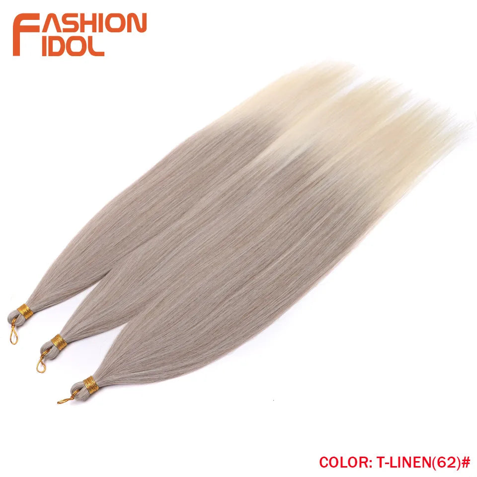 Ariel Straight Hair Bundles Crochet Braids Hair Synthetic 28 Inch 3PCS Braiding Hair Ombre Blonde Yaki Crochet Hair Extensions