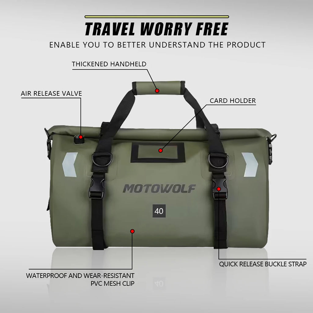 Motorcycle Waterproof Tail Bag Travel Outdoor Dry Luggage Roll Pack Bag 20 /40/66 Motorbike Luggage Backpack Motorcycle Seat Bag