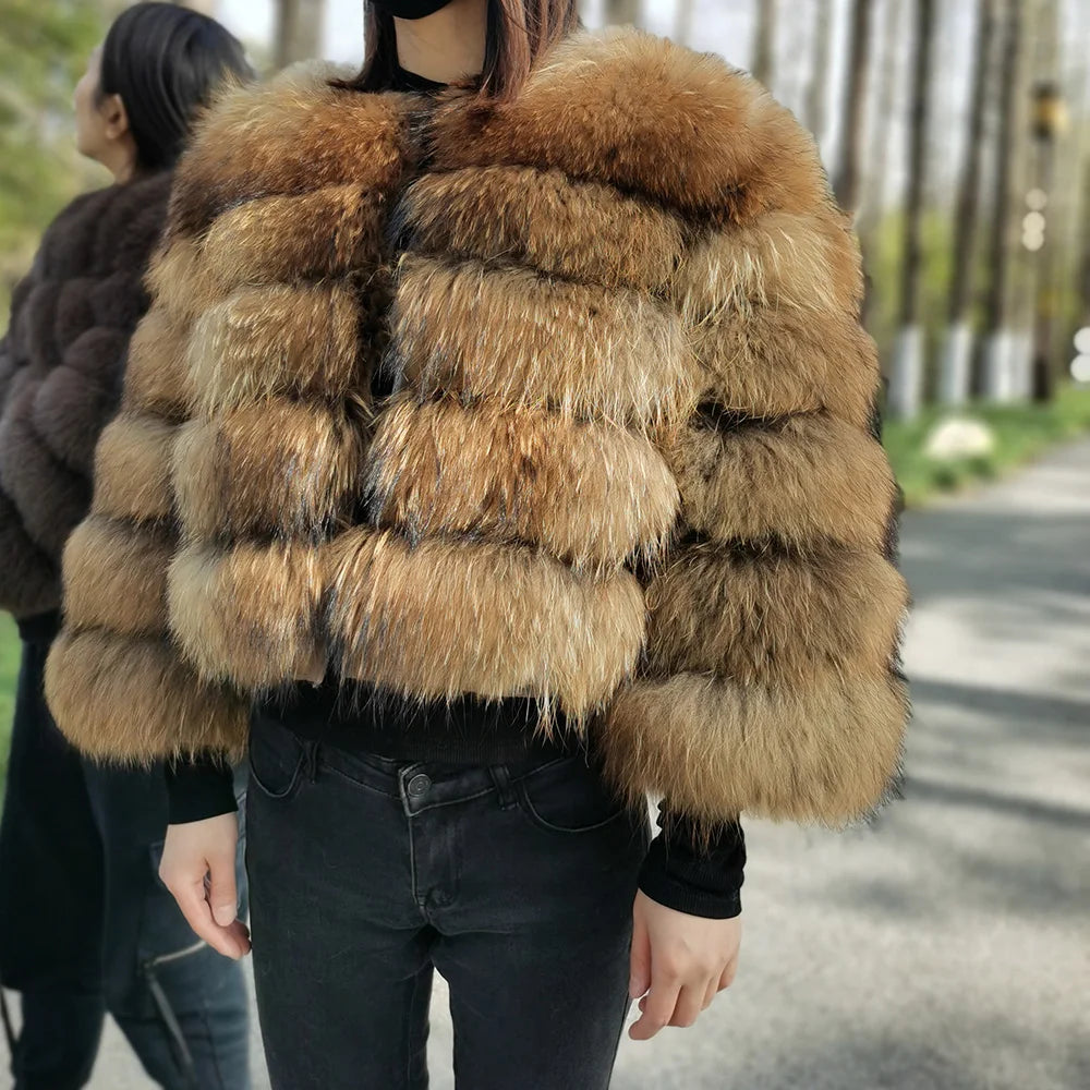2025 MAOMAOKONG Natural Real Fox Fur Coat Women's Jackets Winter Furry Vest Luxury Beige Khaki Short Leather Female Clothing