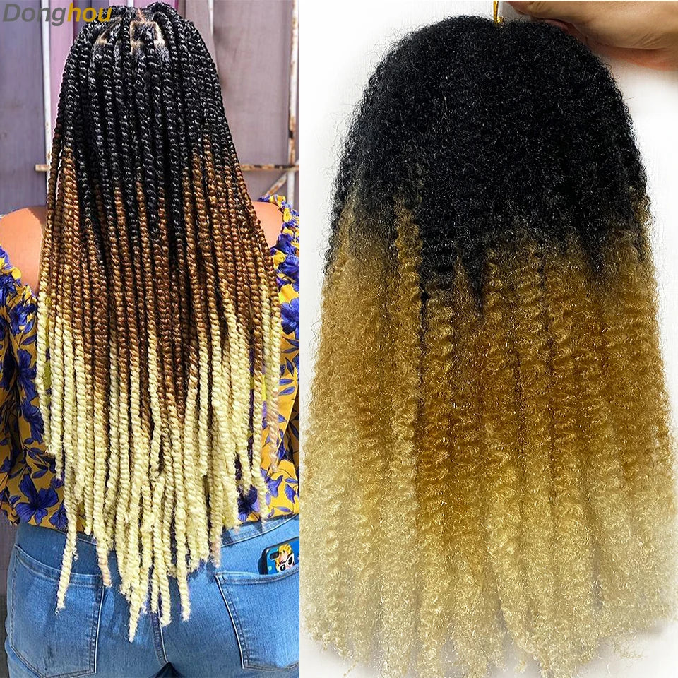 DONGHOU Marley Twist Braiding Hair — 18" Synthetic Afro Twist for Faux Locs & Crochet (1–6 Packs)