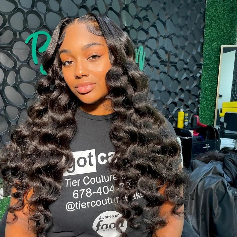 AMYTUD 30–40 Inch HD Lace Frontal Wig | Brazilian Loose Deep Wave Human Hair
