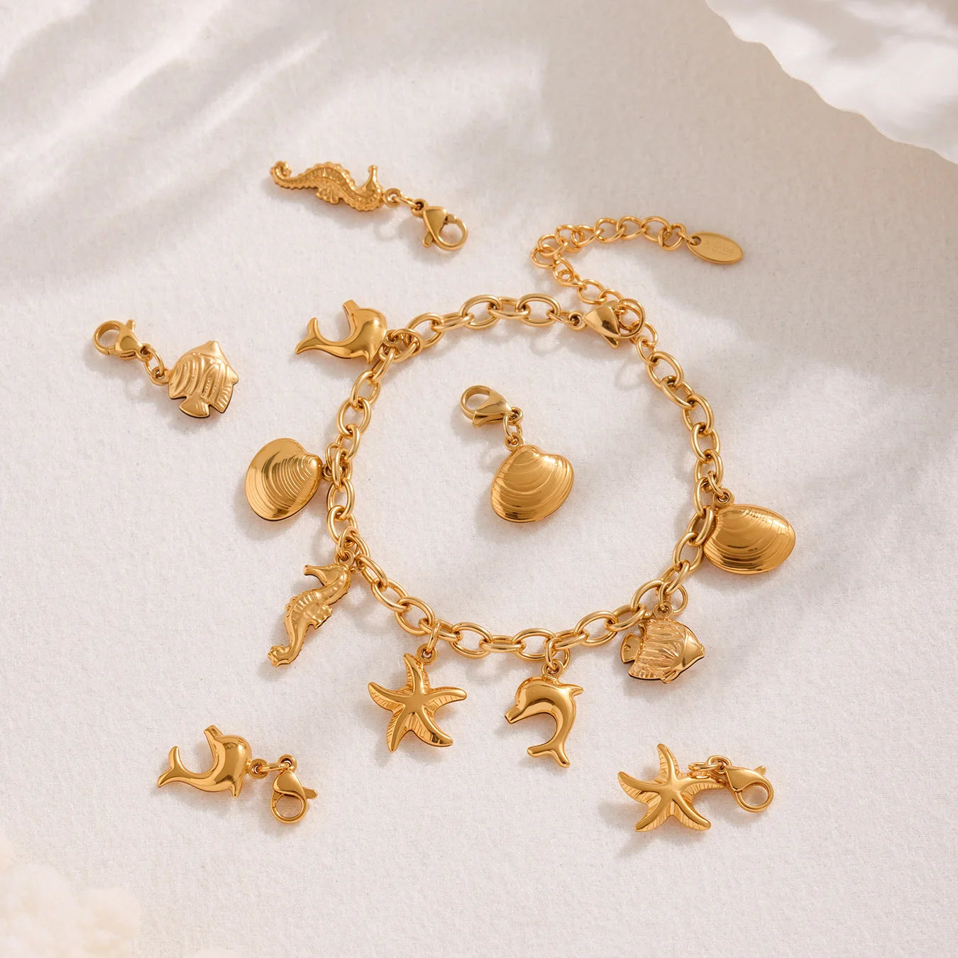18K Gold-Plated Starfish Dolphin Shell Bracelet | 316 Stainless Steel Women’s Trend Jewelry 2025