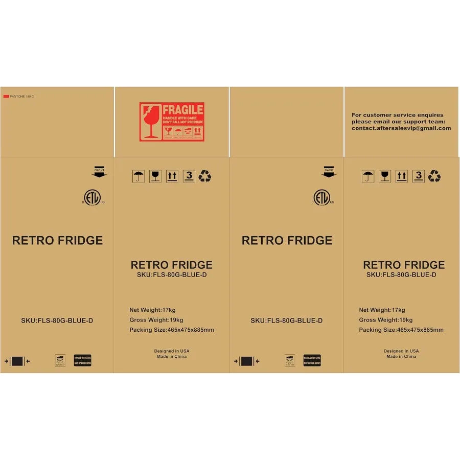 Retro Mini Fridge 3.2 Cu. Ft. Small Refrigerator with Freezer Retro Style with 7-Level Adjustable Thermostat Compact Vintage 2-