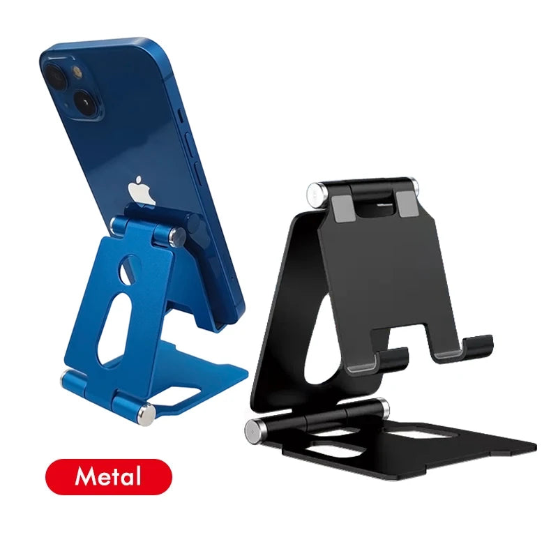 Metal Aluminum Alloy Foldable Phone Stand – Portable Desktop Holder for iPhone 13/14 Pro, Samsung, and All Smartphones