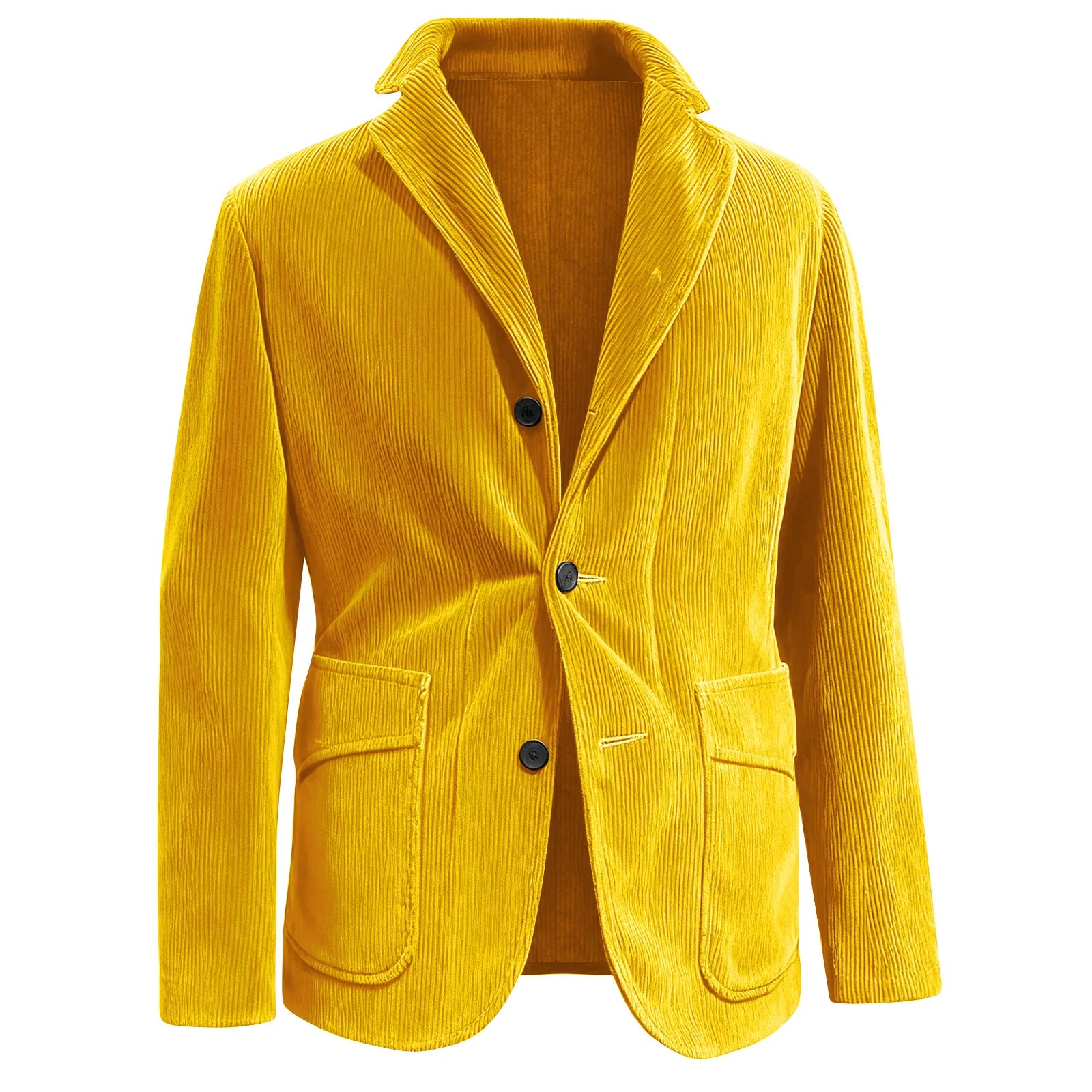 Corduroy Warm Pocket Suit Jacket Men'S Solid Color Cardigan Casual Suit Winter Fashion Single-Breasted Warm Top Jacket