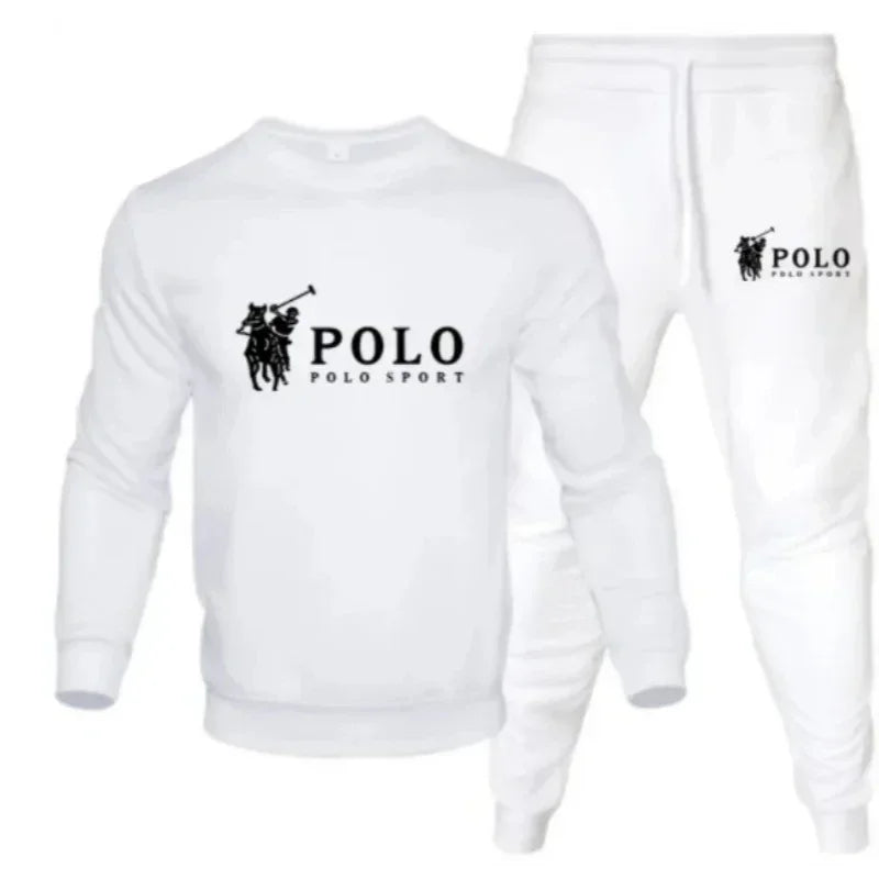 Men's autumn and winter sets of round-neck sweatshirts and jogging pants autumn and winter fashion outdoor fitness and casual