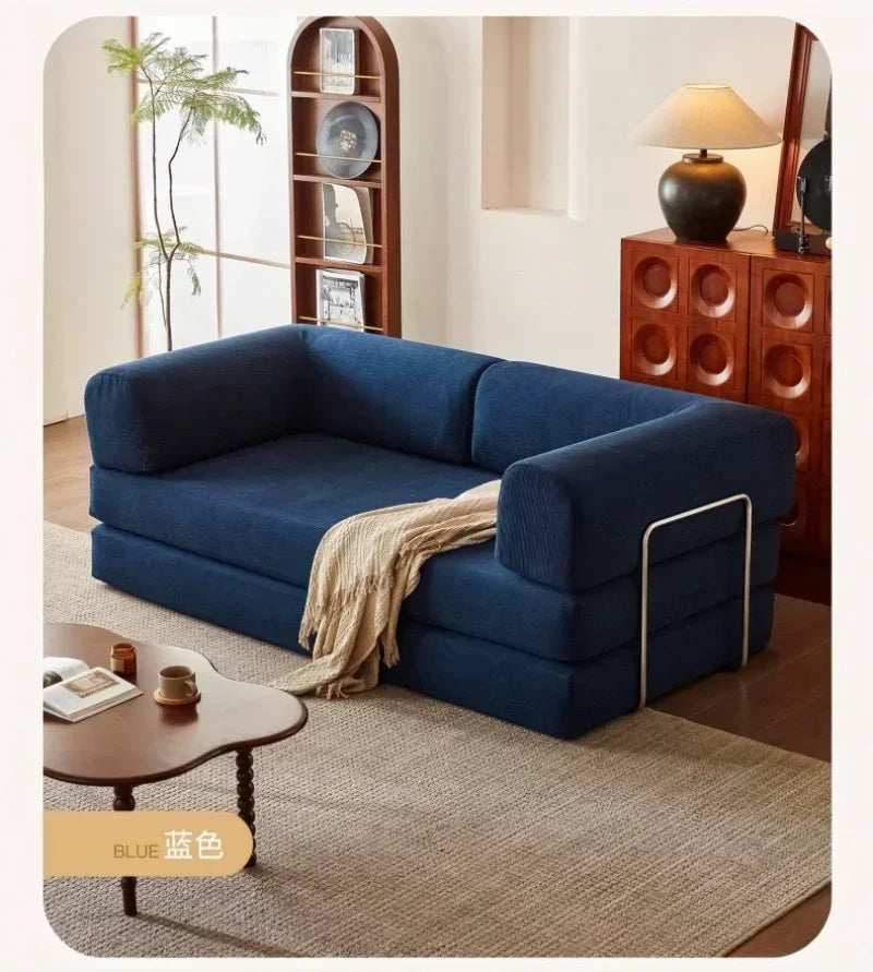 2025 New Elegant Italian Compressed Sofa Minimalist Retro Corduroy Sofa Bed Foldable Washable Customizable for Living Room