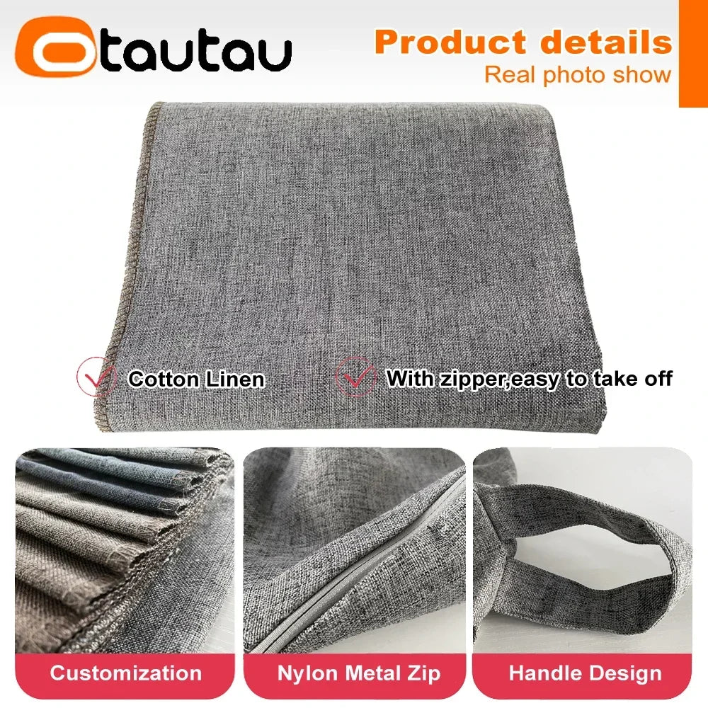 OTAUTAU Filled 70cm Bean Bag Sofa with Filler Big Cotton Linen Lazy BeanBag Bedroom Chair Puff Relax Lounge Couch DD002